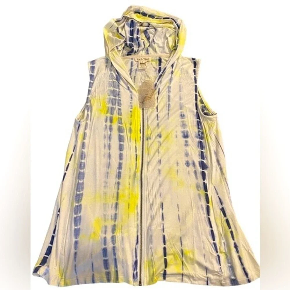 NWT Buckle Hem & Thread sleeveless tie dye hoodie / swimsuit coverup zip up S - Picture 1 of 11